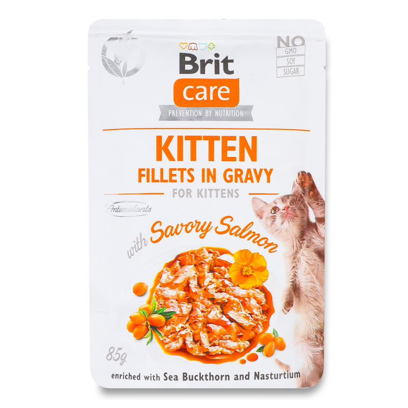 Корм д/кошенят з філе лосося в соусі 85г пауч Бріт Кеа