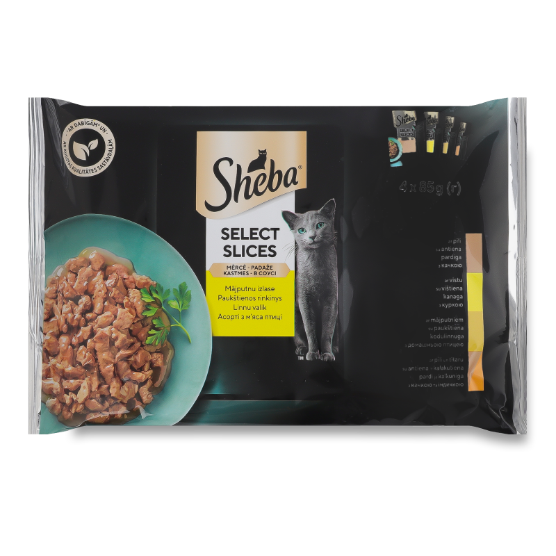 Корм д/дорослих котів Асорті з м’яса птиці в соусі 4*85г пауч Sheba