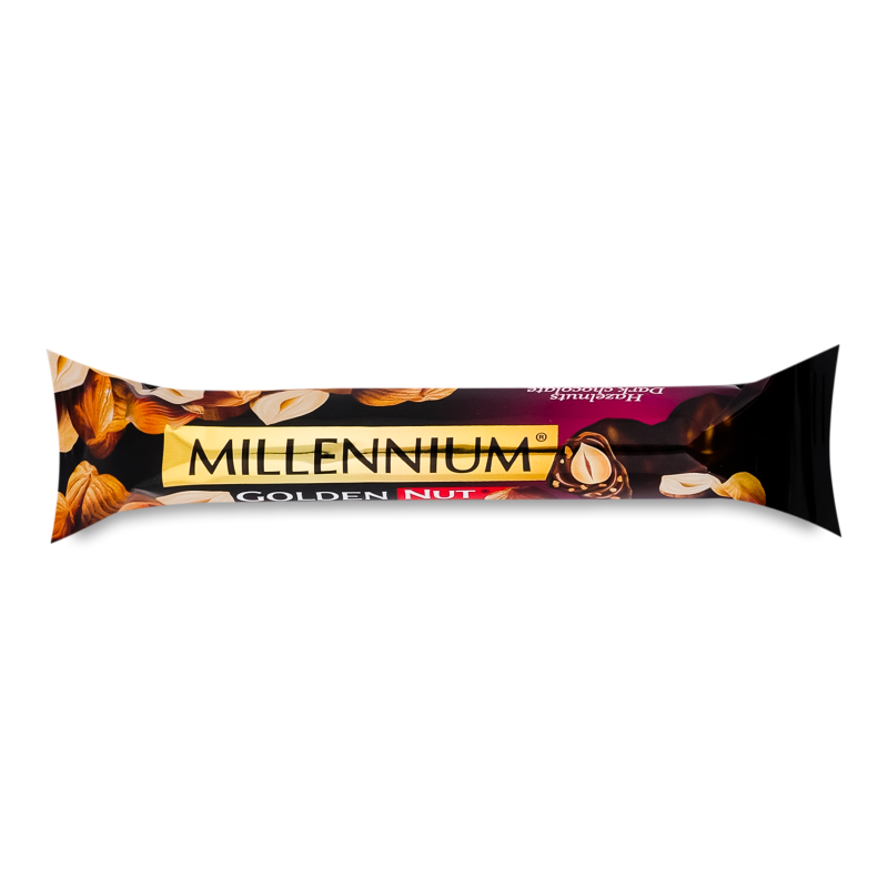 Шоколад Golden Nut чорний з цілими лісовими горіхами 40г стік Millennium