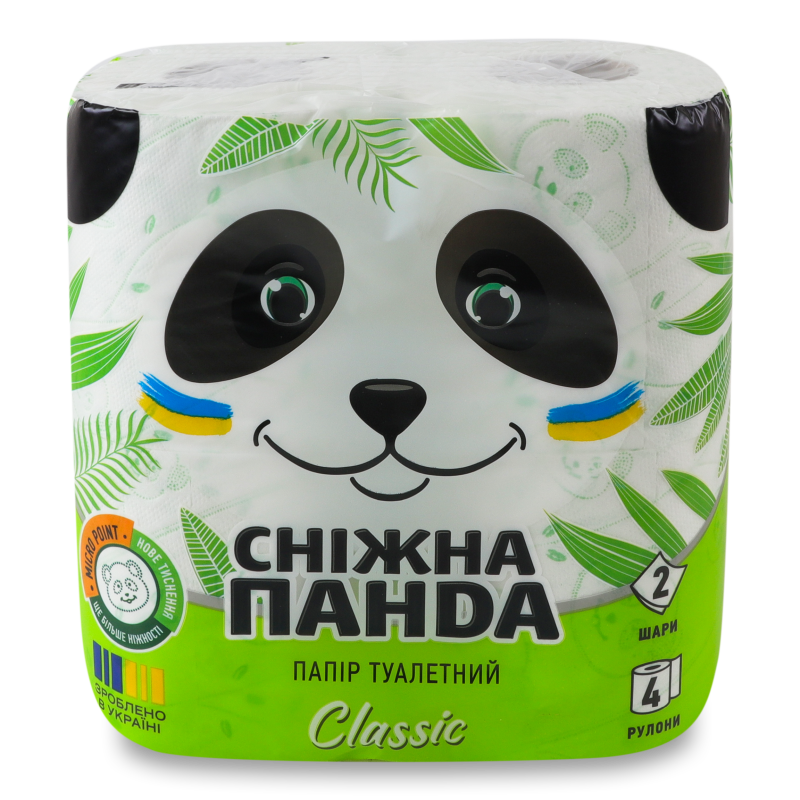Папір туалетний Classic 2шари 4шт Сніжна панда