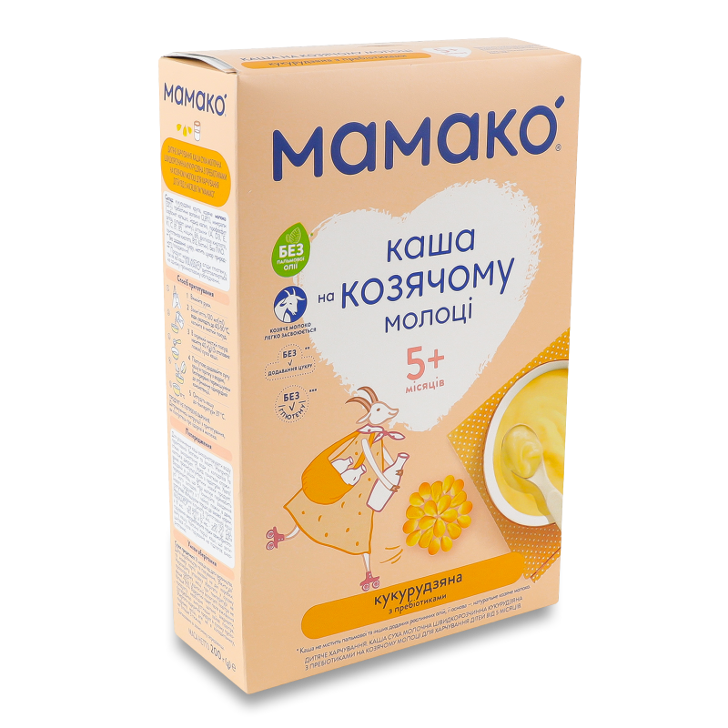 Каша на козячому молоці кукурудзяна з пребіотиками від 5місяці 200г Мамако