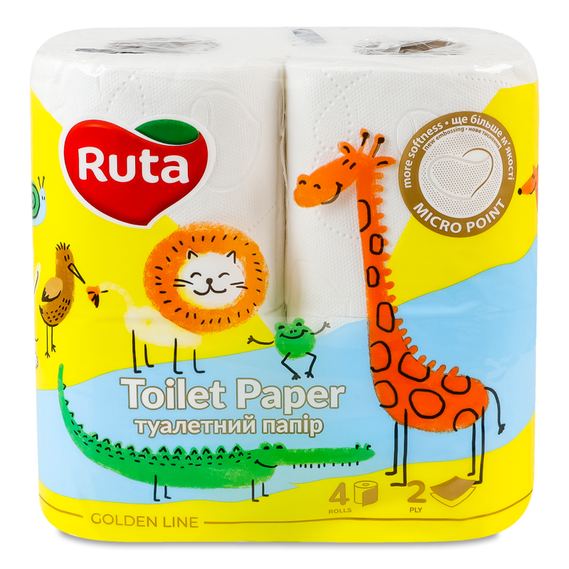 Папір туалетний Голден Лайн 2шари 4шт Рута Кідс