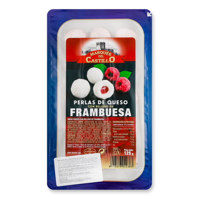 Перлини сирні з малиною 45% 125г п/е Marques del Castillo