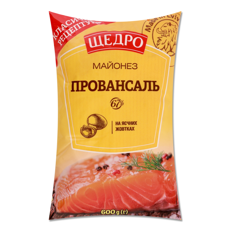 Майонез Провансаль на яєчних жовтках 67% 600г д/п Щедро