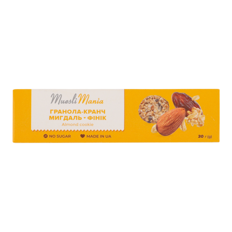 Гранола-кранч Мигдаль-фіник Almond cookie Muesli Mania к/у