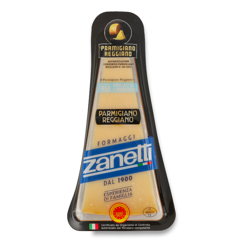 Сир Parmigiano Reggiano безлактозний 32% 12місяців витримки 150г в/у Zanetti