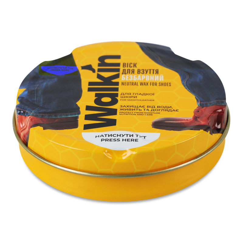 Віск д/взуття з гладкої шкіри безбарвний 75мл Волкін