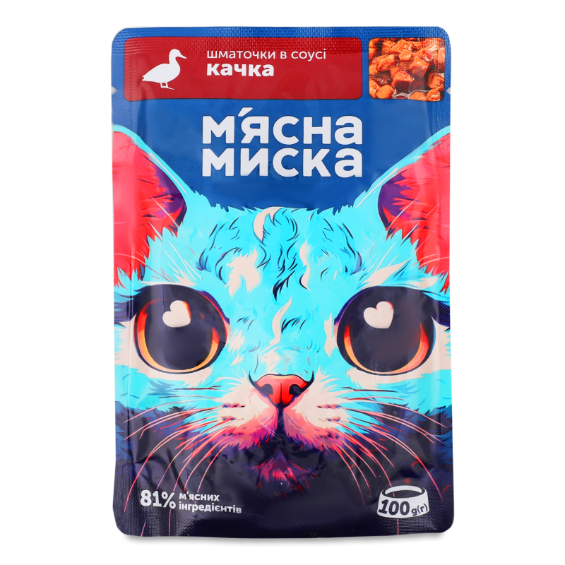 Корм д/котів Шматочки з качкою в соусі 100г пауч М’ясна миска