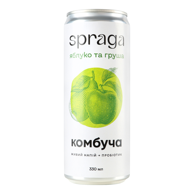 Напиток безалкогольный слабогазированный Яблоко и груша Комбуча Spraga ...