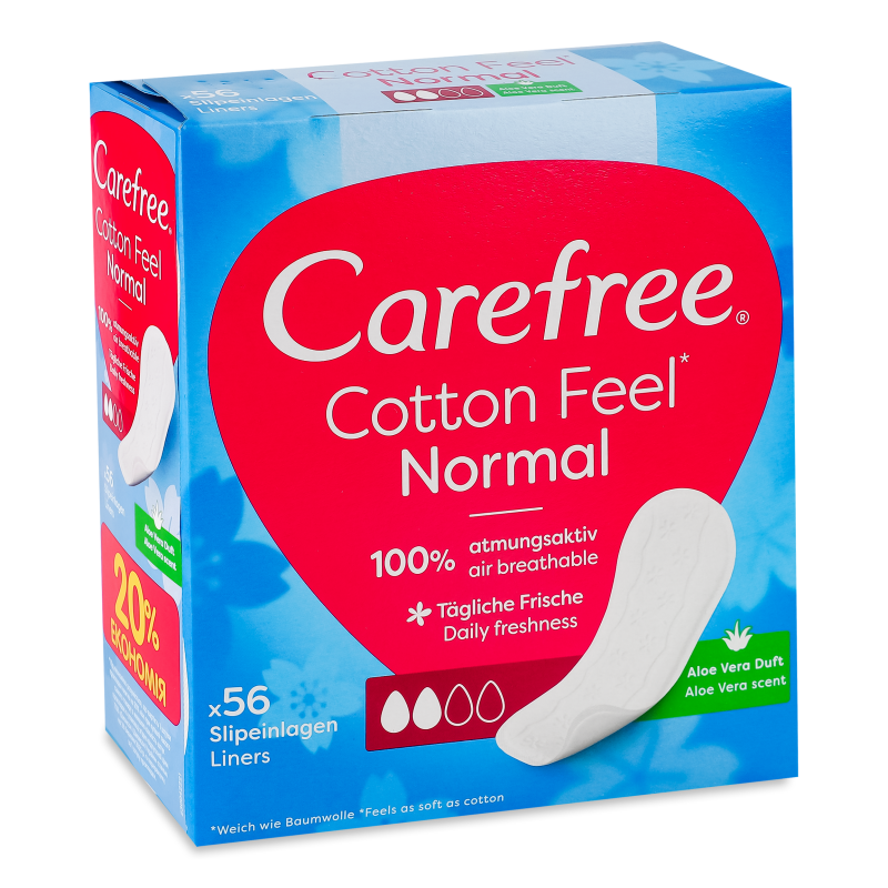 Прокладки щоденні Cotton Feel Aloe Normal 56шт Carefree