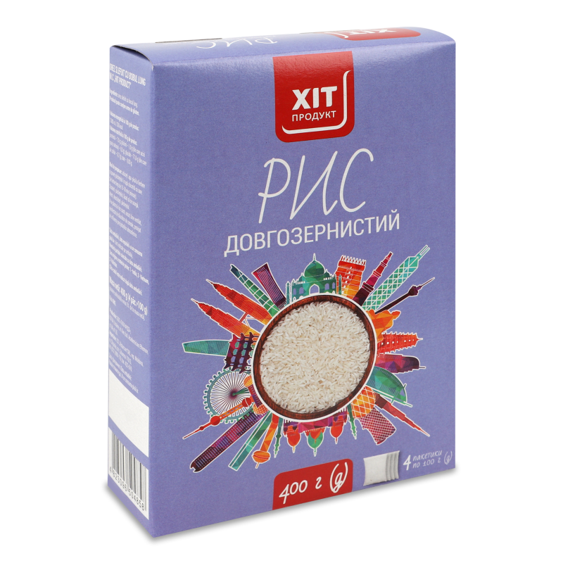 Рис шліфований довгозернистий 4*100г Хіт продукт