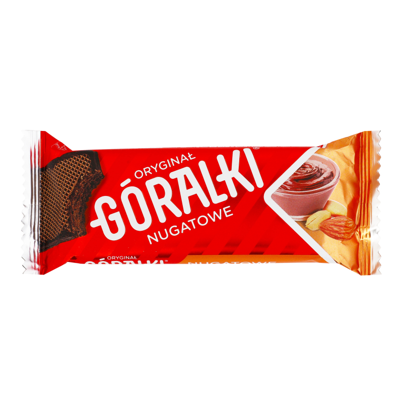 Вафлі темні хрусткі в какао-покритті з начинкою з нугового крему Goralki м/у