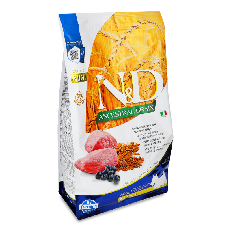 Корм д/собак дрібних порід низькозерновий з ягням та чорницею сухий 2,5кг Фарміна