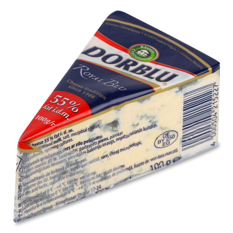 Сир DorBlu Royal Blu з блакитною пліснявою 55% 100г Kaserei Сhampignon