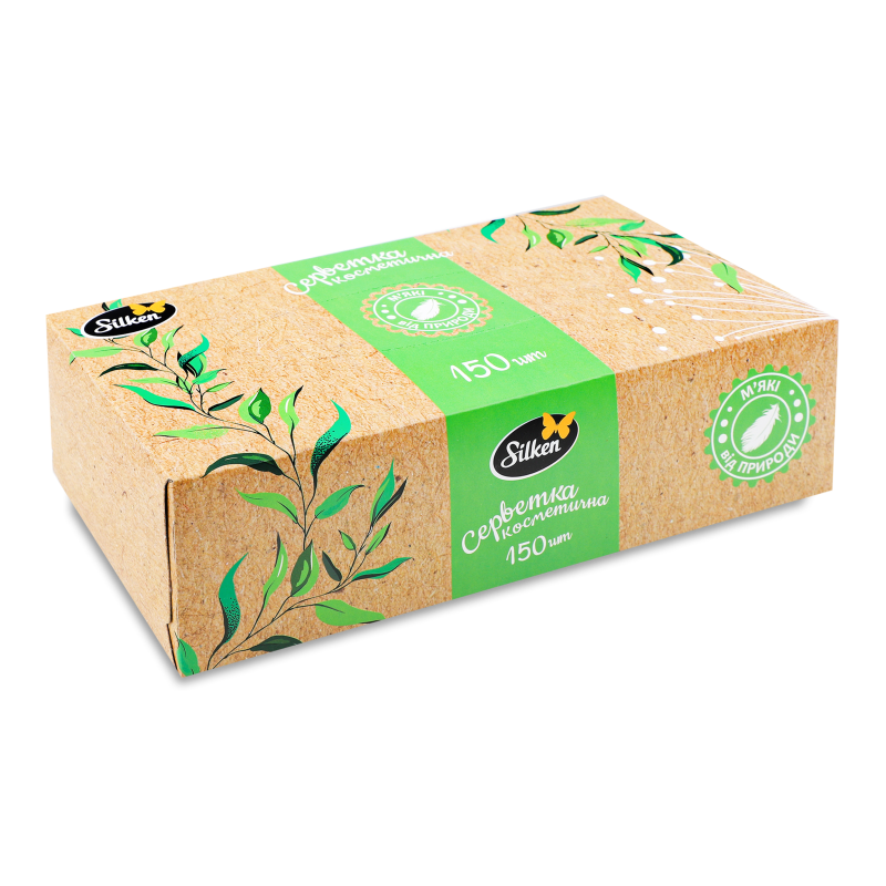 Серветки паперові Мікс крафт 2шари 150шт в асортименті коробка Сілкен