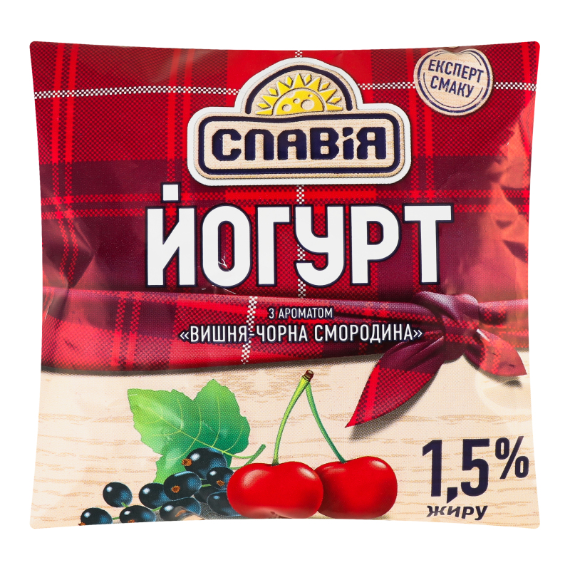 Йогурт 1.5% Вишня-чорна смородина Славія м/у