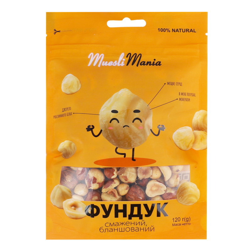 Фундук смажений бланшований Muesli Mania д/п