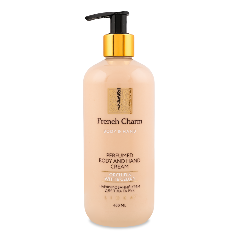 Крем д/тіла та рук French Charm Orchid&white cedar парфумований 400мл з дозатором Liora