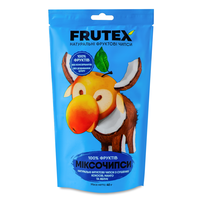 Чипси фруктові Міксочипси з сушених кокосів манго та яблук 40г д/п Frutex