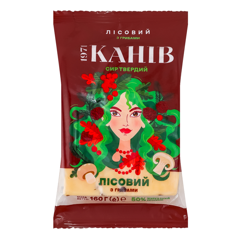 Сир 50% твердий з грибами Лісовий Канів 1971 м/у