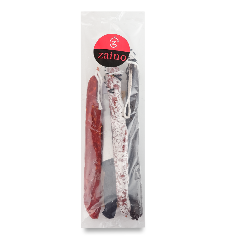 Набір Ковбаса Фует Мікс с/в 3*150г+Ніж+Дошка Zaino