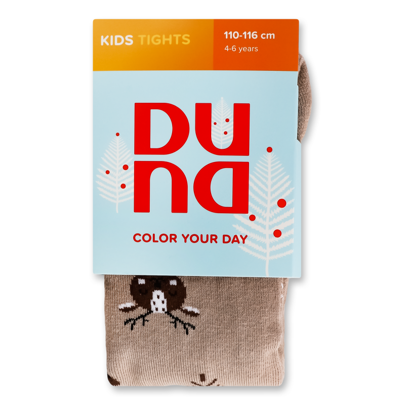 Колготки дитячі темно-сіро-бежеві з малюнком махровий слід р.110-116 Duna