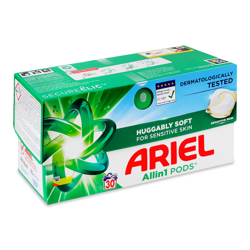 Засіб миючий синтетичний Sensitive All in1 30*20,6г капсули Ariel
