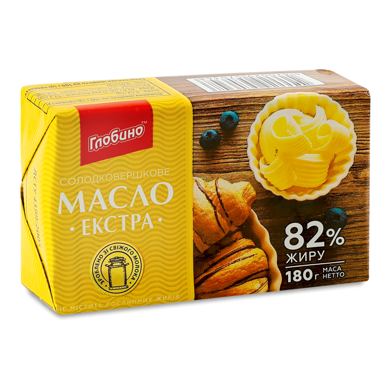 Масло Екстра солодковершкове 82% 180г Глобино