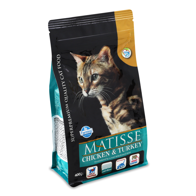 Корм д/кішок Матісс з куркою та індичкою сухий 400г Фарміна