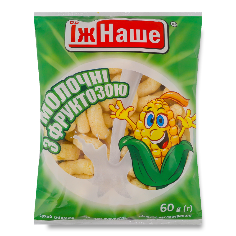 Сніданок сухий Палочки кукурудзяні молочні з фруктозою 60г Їж наше