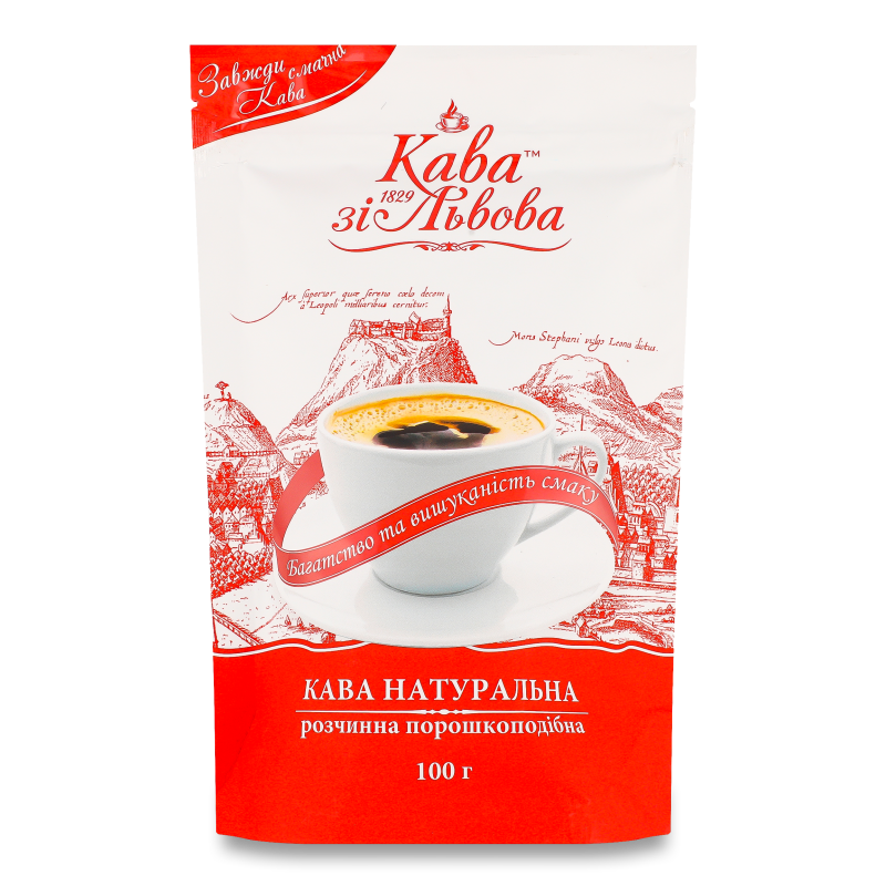 Кава натуральна розчинна порошкоподібна 100г Кава зі Львова