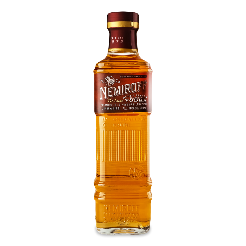 Настоянка Де Люкс медова з перцем 40% 0,5л Немірофф