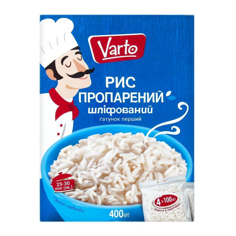 Рис пропаренный шлифованный Varto к/у 4х100г Varto: купить в интернет ...