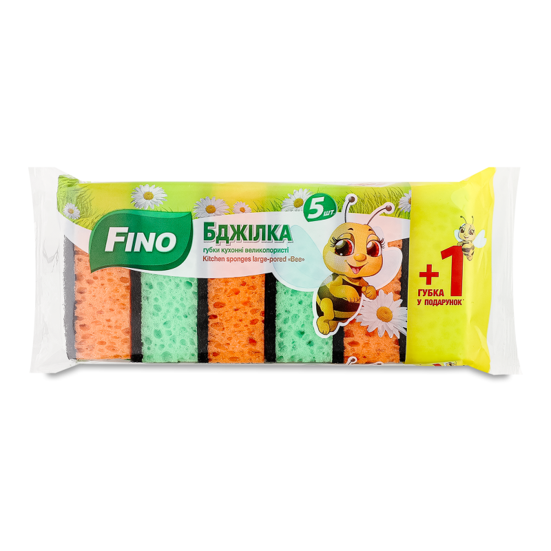 Губки кухонні Бджілка великопористі 6шт Fino