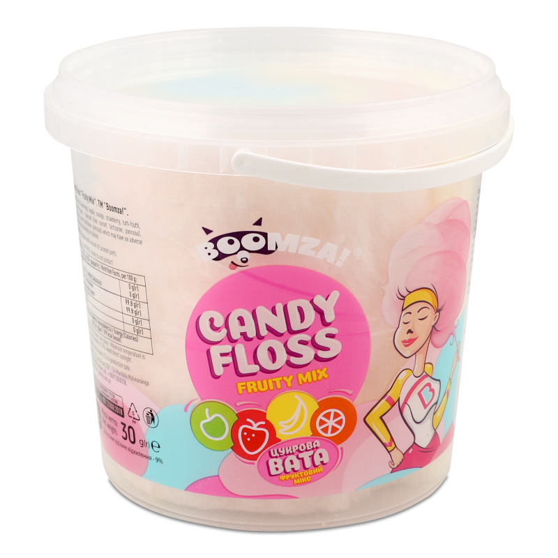 Вата цукрова Фруктовий Мікс 30г відро Бумза