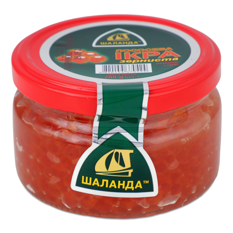 Ікра лососева червона зерниста 200г скло Шаланда
