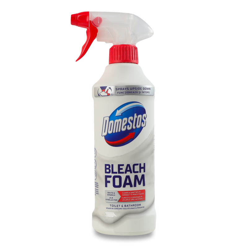 Спрей-піна д/чищення унітазу та ванної Відбілювання та блиск 435мл Domestos