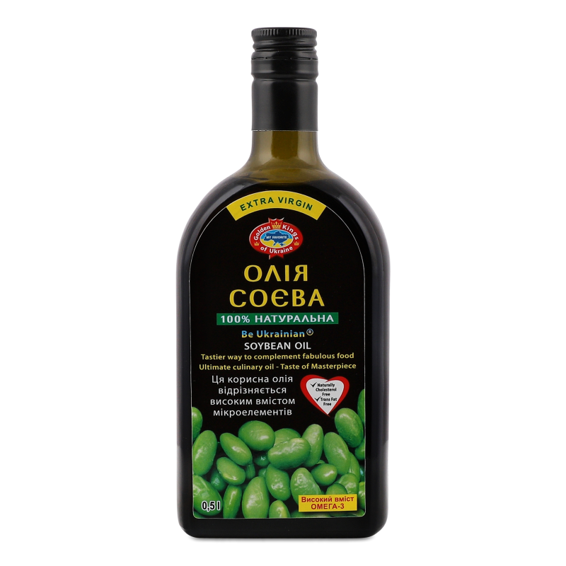 Олія соєва нерафінована 0,5л скло Golden Kings of Ukraine