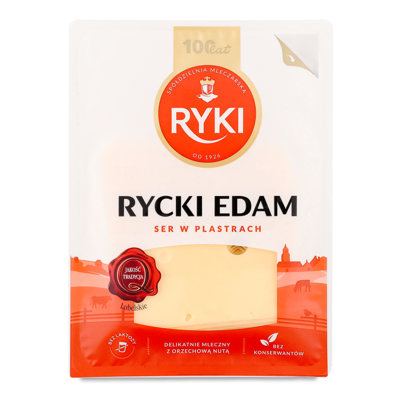 Сир Рицький Едам 45% нарізка 300г газ/уп Рікі