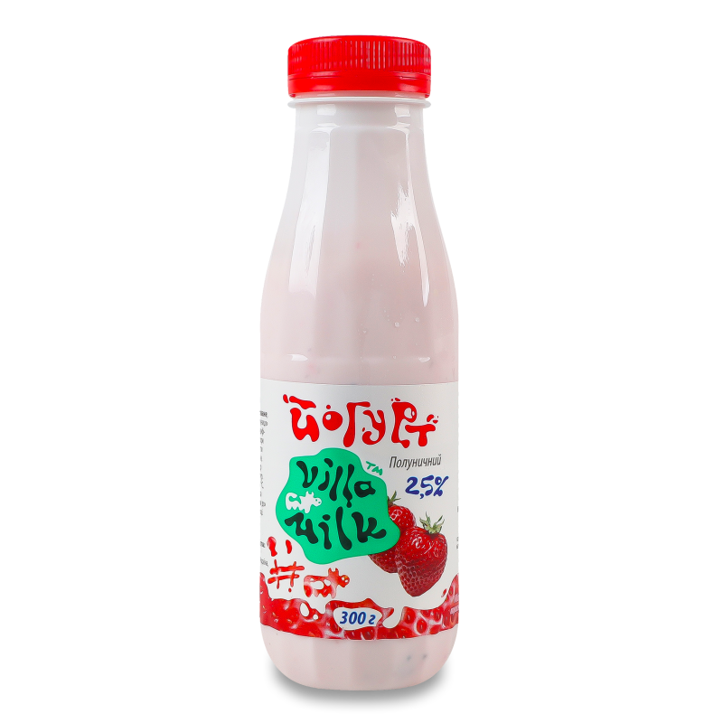 Йогурт питний Полуничний 2,5% 300г пет Villa Milk