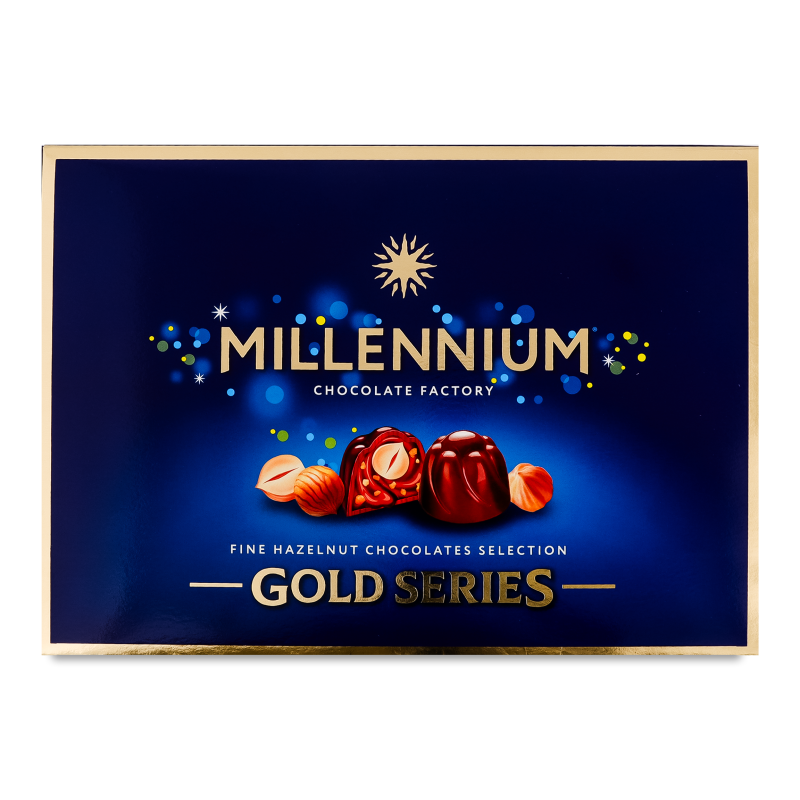 Цукерки Gold з смаком праліне та лісовим горіхом 205г Millennium