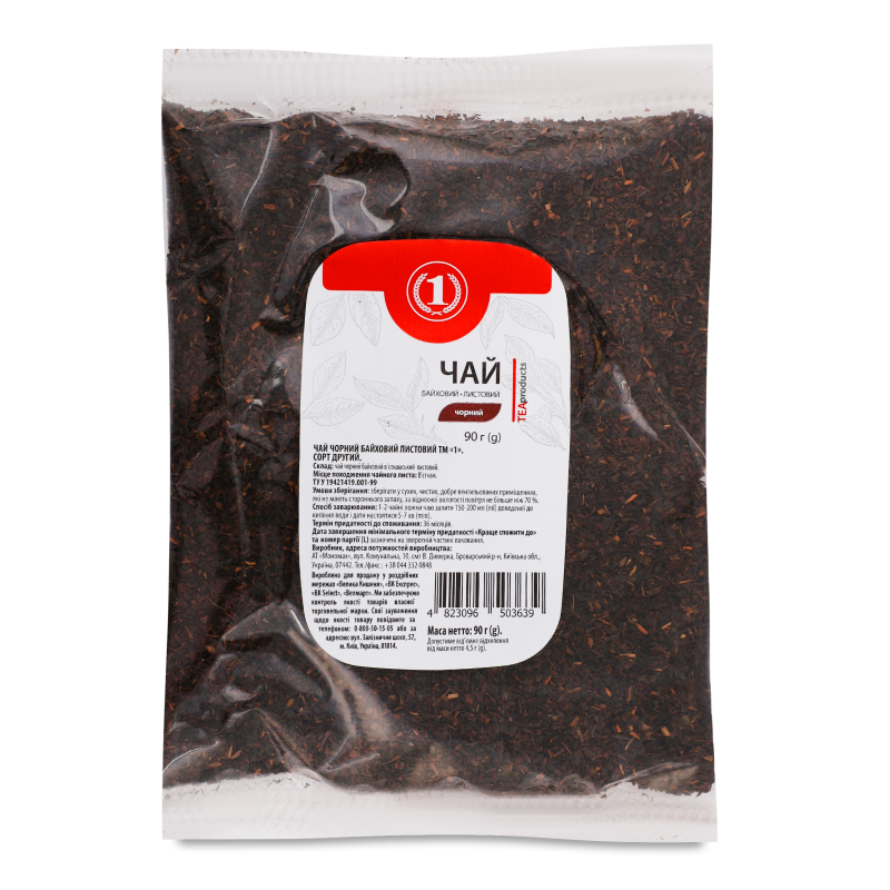Чай чорний байховий листовий 90г п/е ТМ “1”