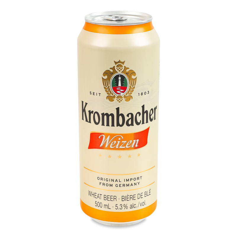 Пиво світле пшеничне нефільтроване 5,3% 0,5л ж/б Кромбахер