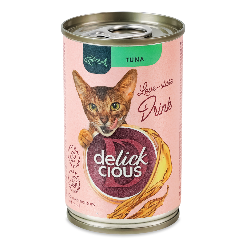 Корм д/котів Напій-бульйон з тунцем 140г ж/б Delickcious