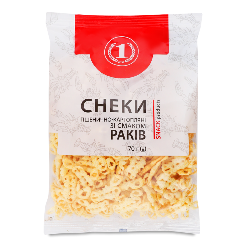 Снеки пшенично-картопляні з смаком раків 70г ТМ “1”
