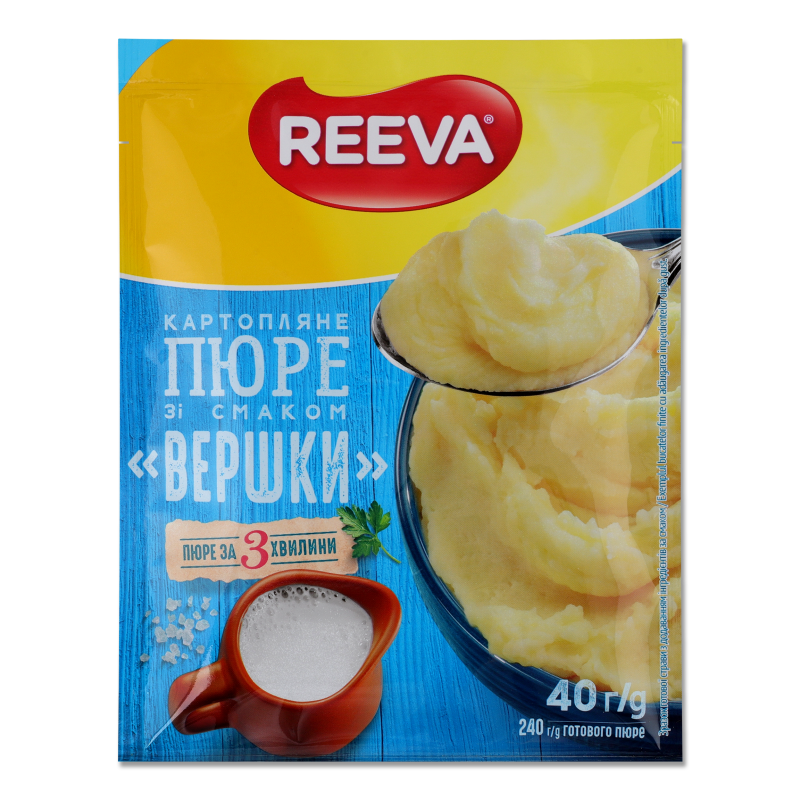 Пюре картопляне швидкого приготування з смаком вершків 40г Reeva