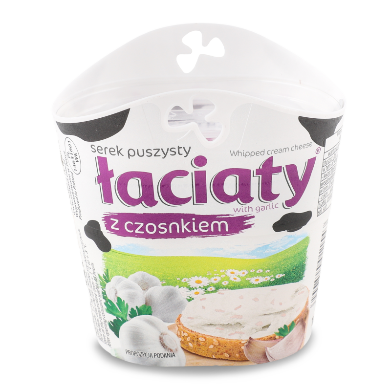 Крем-сир збитий з часником 58% 150г стакан Laciaty