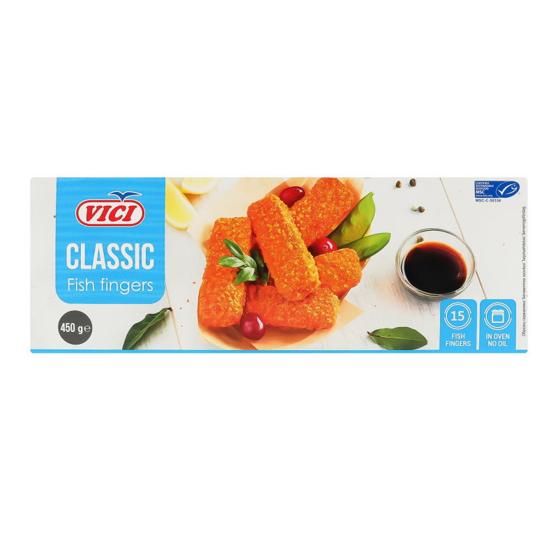Палочки рыбные замороженные из кусочков филе в панировке Classic Vici к ...