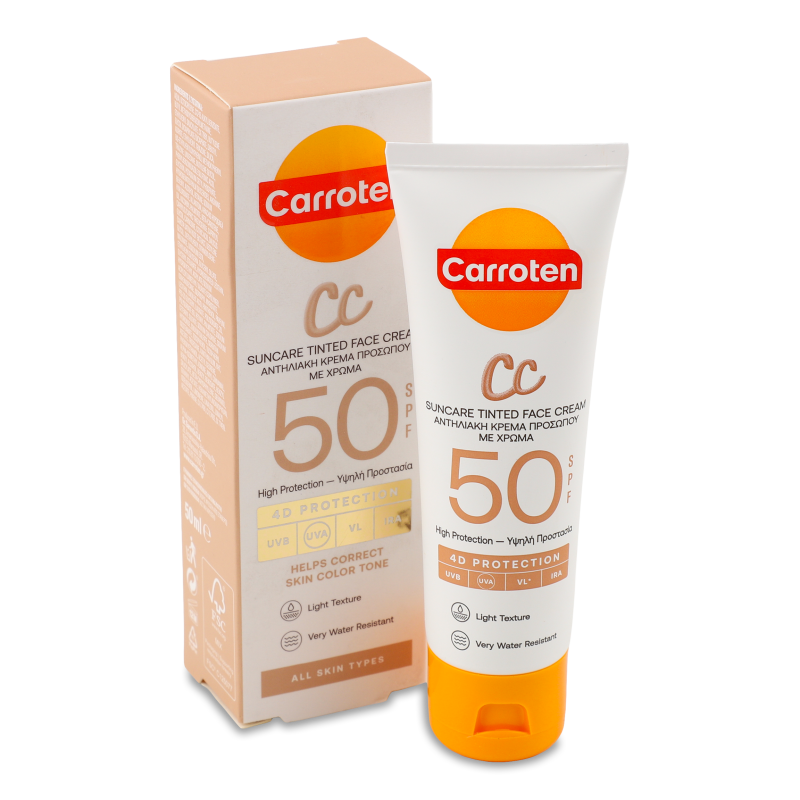 СС-крем д/обличчя тонуючий SPF50 50мл Carroten
