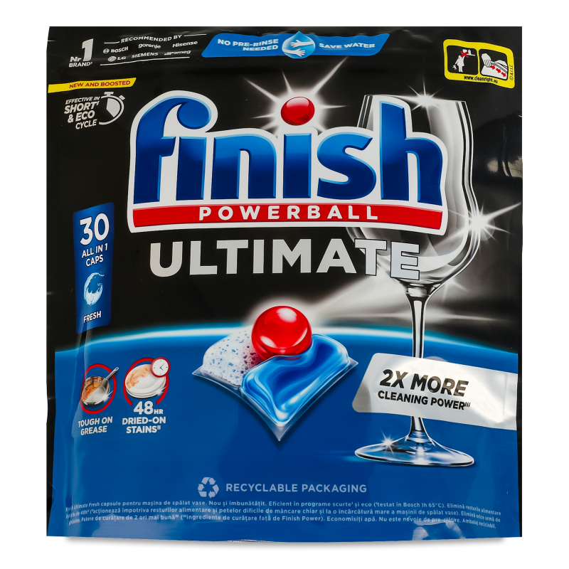 Капсули д/миття посуду в посудомийних машинах Ultimate All in 1 30шт зіп/пакет Finish